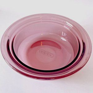 Vision Corning Purple Cranberry Ribbed Glass 24 oz. Bowl Bowl V-30-B 8" Diameter